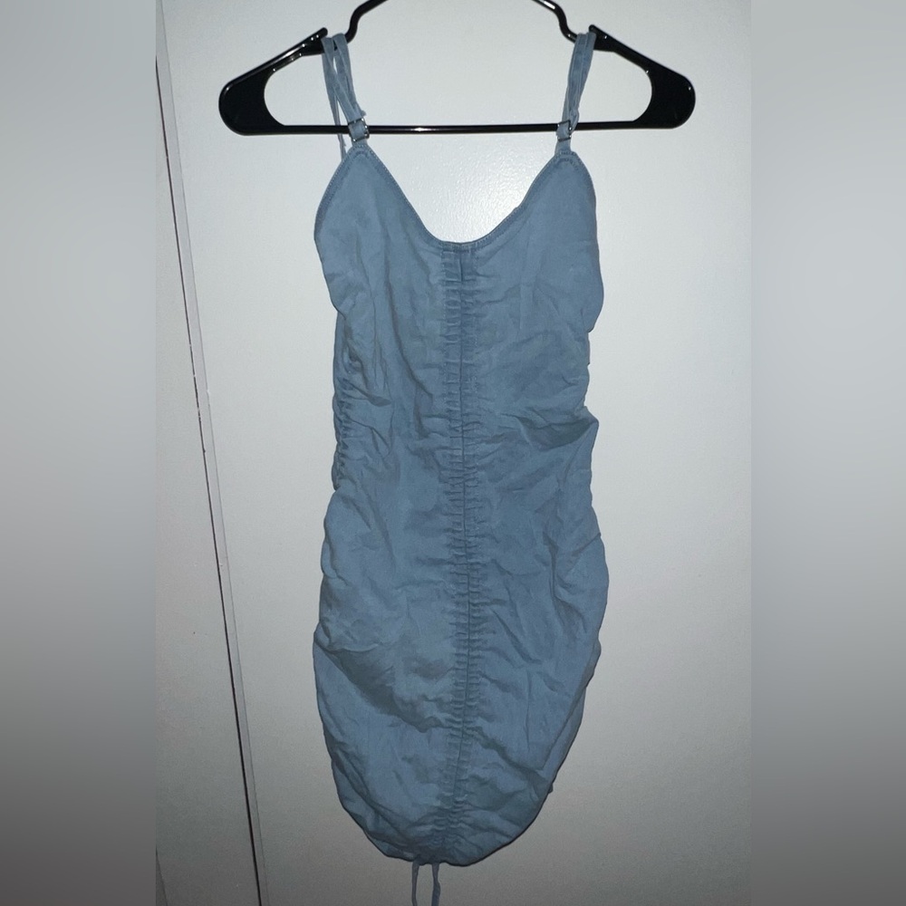 Blue scrunched dress